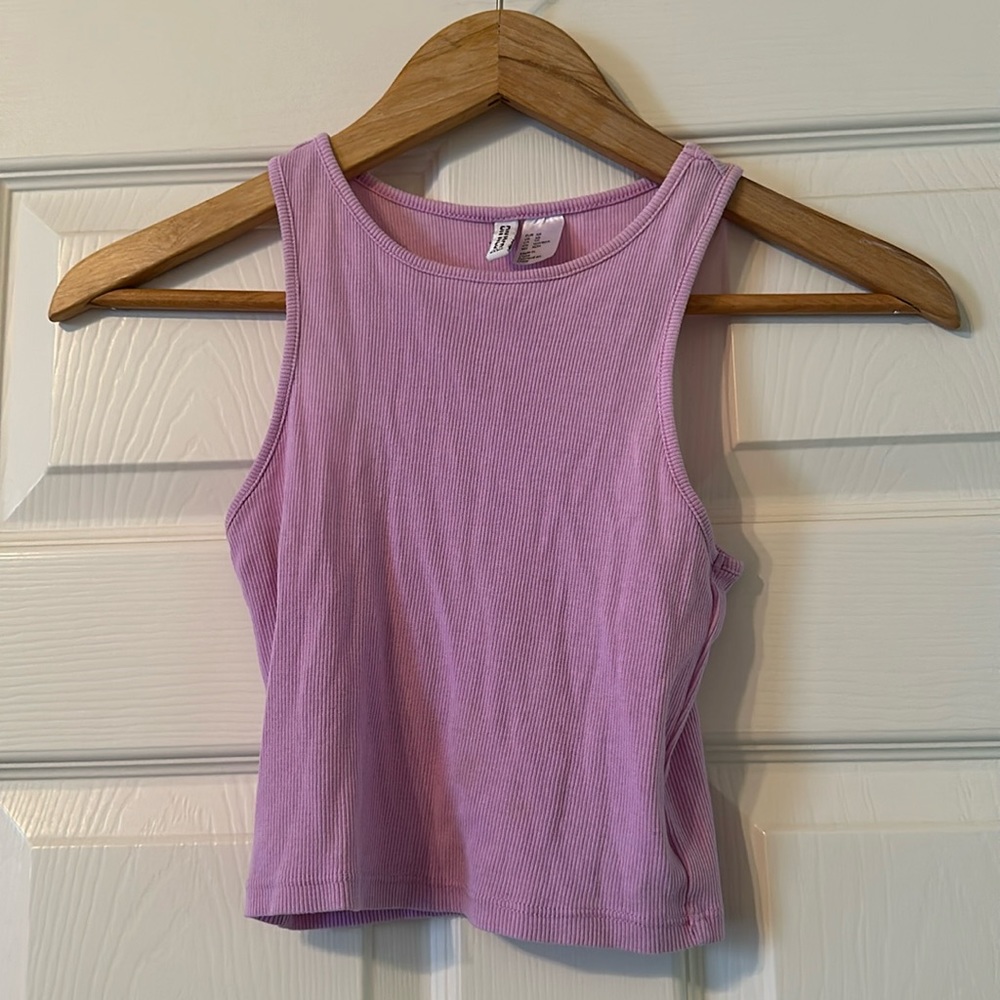 Divided Pink Crop Tank Top
